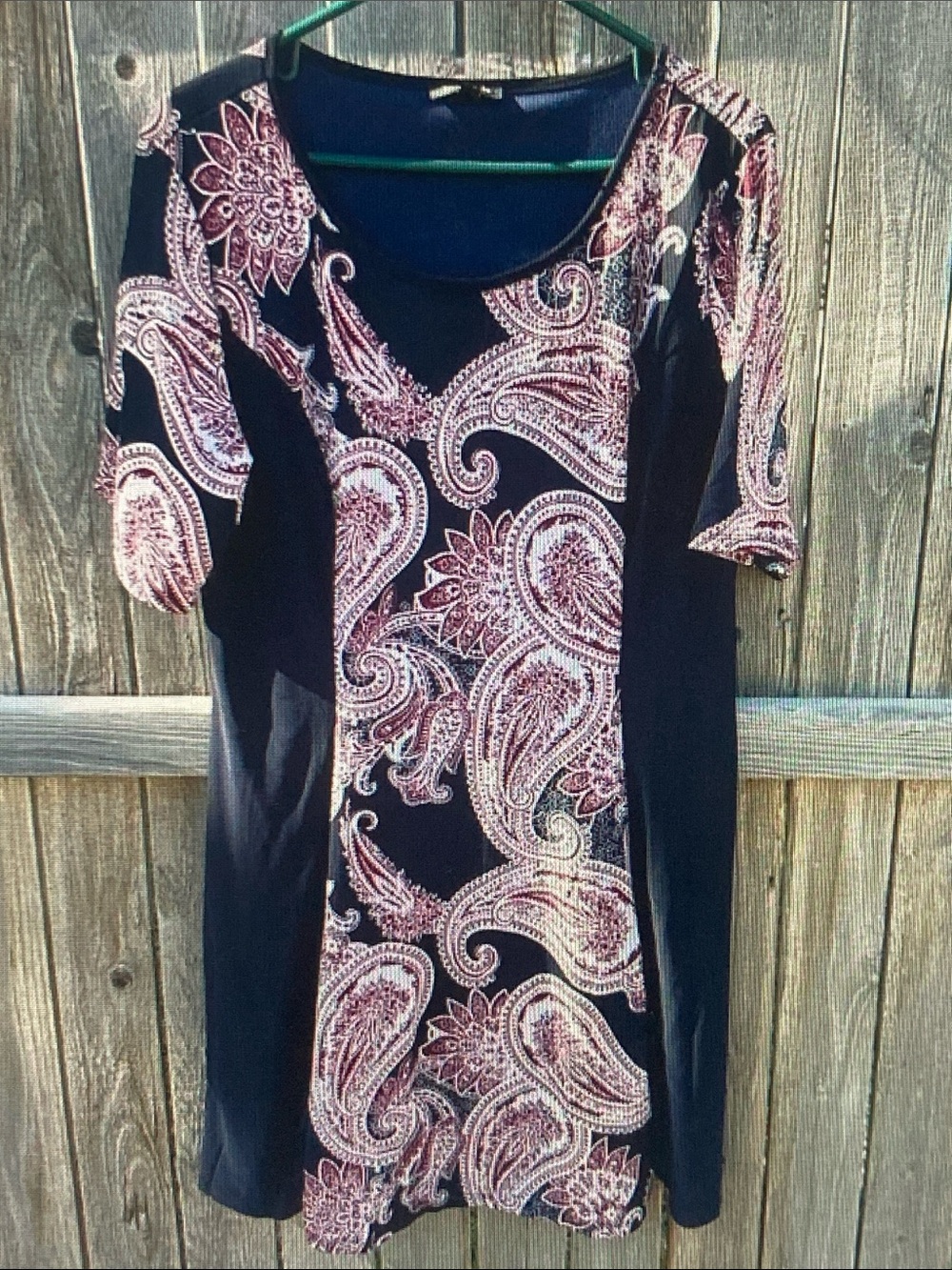 Sami & Jo Navy Midi Dress with Pink Paisley Print